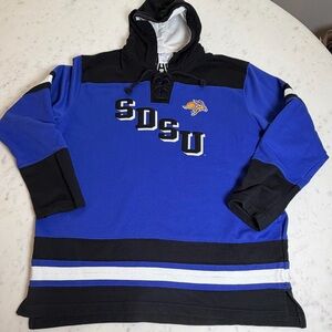 Champion SDSU Jackrabbits Hockey Hoodie Sweatshirt‎ 2XL Lace-Up Blue Black